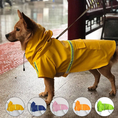 Big Dog Raincoat Cape-Style Reflective Stripe Pet Raincoat Windproof Rain-Proof Dog Hooded Raincoat