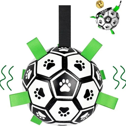 Dog Toys Soccer Ball with Straps, 6‘’ World Cup Interactive Dogs Toys for Tug of War, Yard Game, Water Toy, Herding Ball for Dogs Small & Medium, Puppy Birthday Gifts Outdoor Jolly Ball Boredom Buster