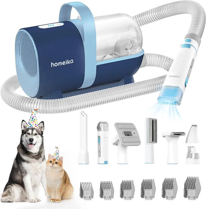 Pet Grooming Kit & Dog Hair Vacuum 99% Pet Hair Suction, 1.5L Pet Vacuum Groomer with 8 Pet Grooming Tools, 6 Nozzles