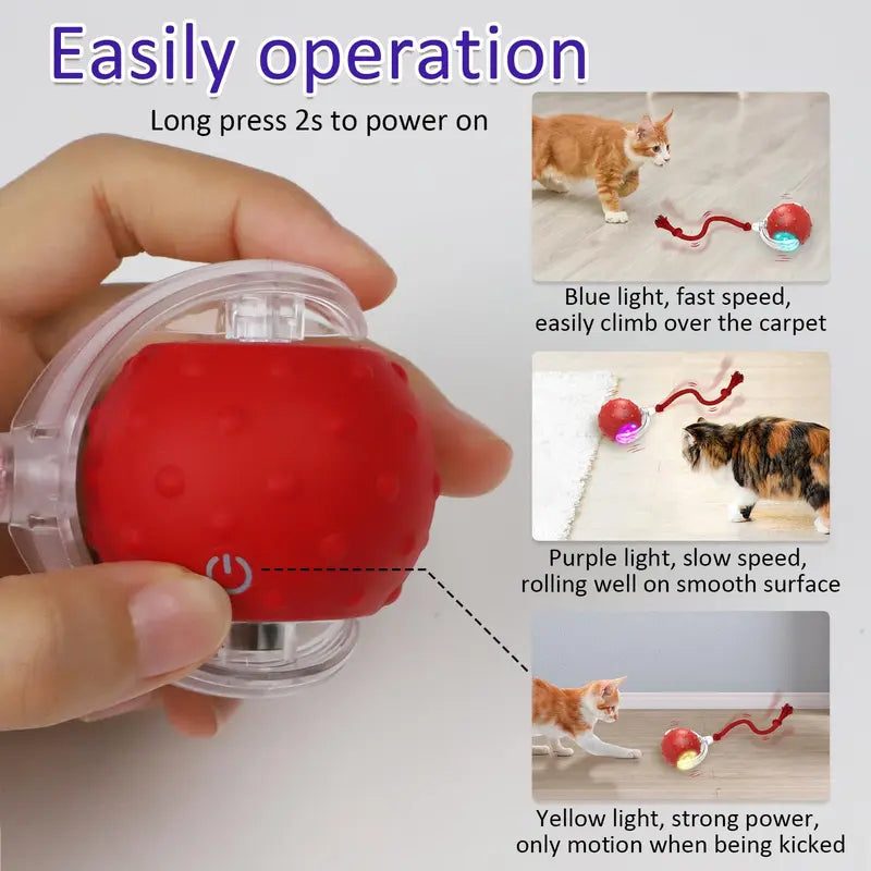 [Deals for You Days]Interactive Cat Toys Ball for Indoor Cats Fast Rolling on Carpet, Chirping & Motion Activate Cat Toys