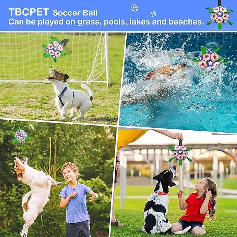 Dog Toys Soccer Ball with Straps, 6‘’ World Cup Interactive Dogs Toys for Tug of War, Yard Game, Water Toy, Herding Ball for Dogs Small & Medium, Puppy Birthday Gifts Outdoor Jolly Ball Boredom Buster