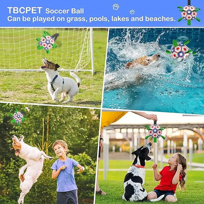 Dog Toys Soccer Ball with Straps, 6‘’ World Cup Interactive Dogs Toys for Tug of War, Yard Game, Water Toy, Herding Ball for Dogs Small & Medium, Puppy Birthday Gifts Outdoor Jolly Ball Boredom Buster