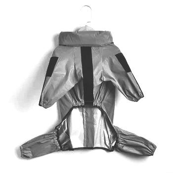 Reflective Doggie Raincoat Jumpsuit W/ Hoodie | Grey