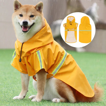 Big Dog Raincoat Cape-Style Reflective Stripe Pet Raincoat Windproof Rain-Proof Dog Hooded Raincoat