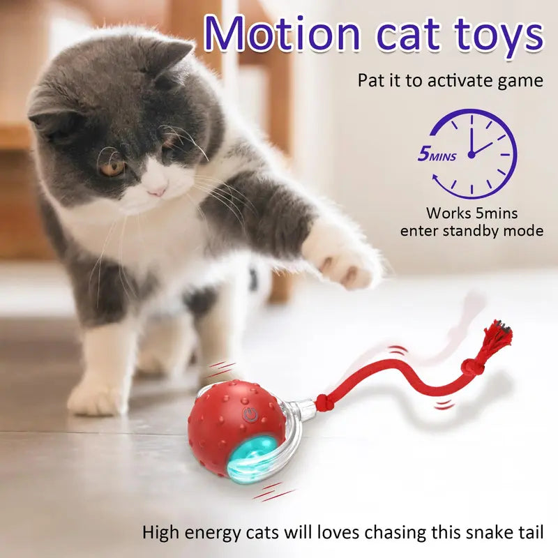 [Deals for You Days]Interactive Cat Toys Ball for Indoor Cats Fast Rolling on Carpet, Chirping & Motion Activate Cat Toys