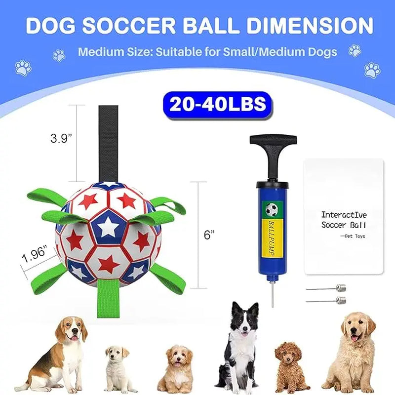 Dog Toys Soccer Ball with Straps, 6‘’ World Cup Interactive Dogs Toys for Tug of War, Yard Game, Water Toy, Herding Ball for Dogs Small & Medium, Puppy Birthday Gifts Outdoor Jolly Ball Boredom Buster